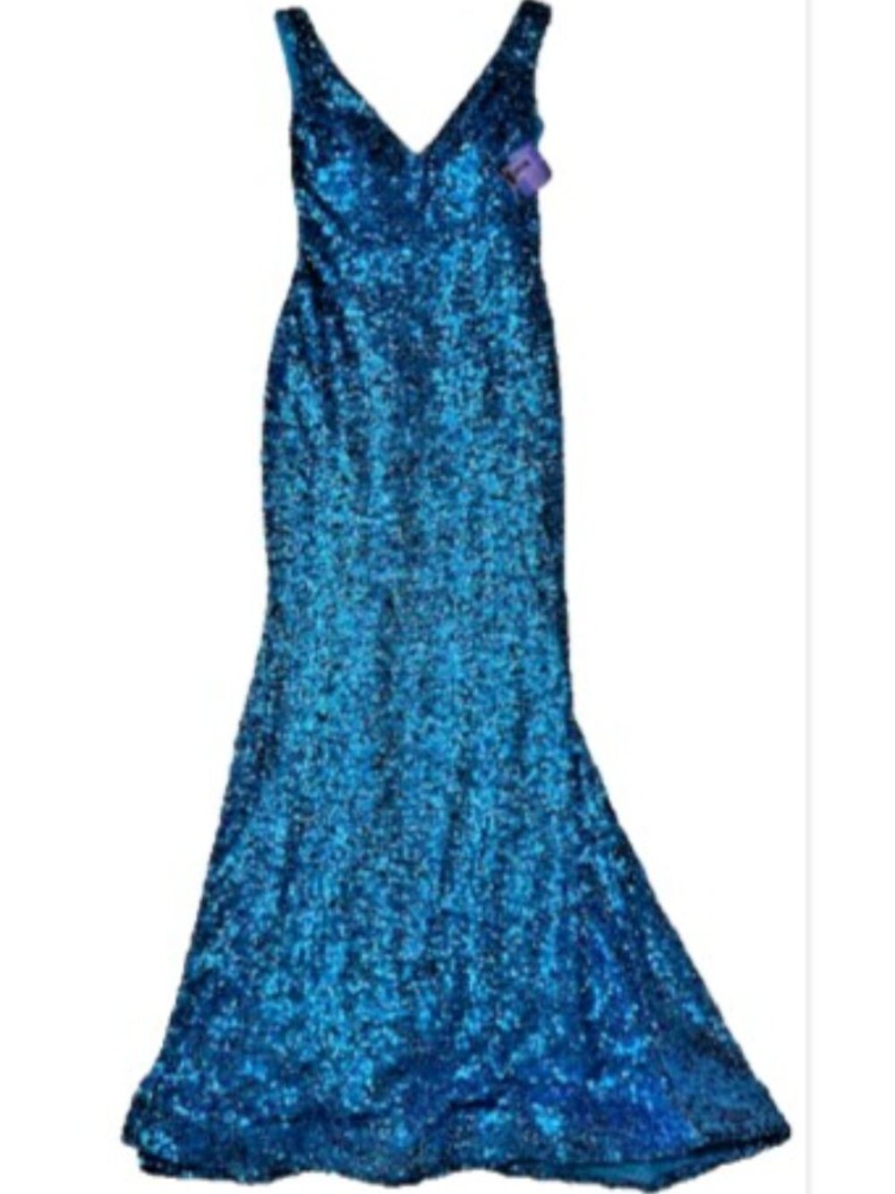 NWT Morgan & Co 13313 The Chloé Sequined Gown Deep V Open Back Formal Dress Sz 3